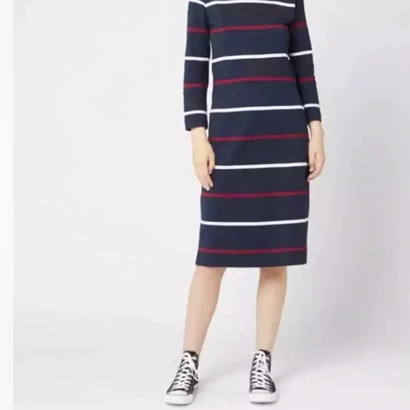 Barbour Oyster Striped Dress Blue Multi Size 6 Cotton - Picture 4 of 14
